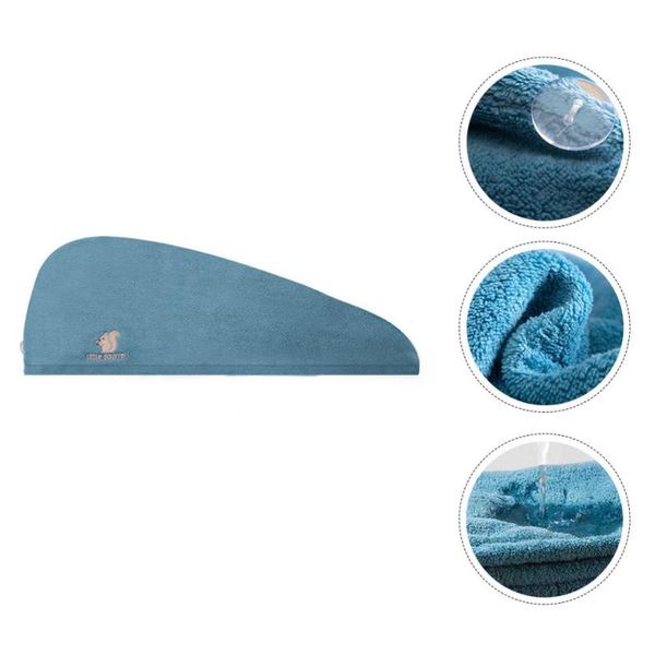 

practical hair-drying cap coral fleece thickened dry hair towel (blue) shower caps
