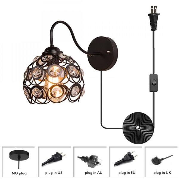 

wall lamp vintage plug in light, gooseneck black glass and metal sconce, bedside lighting bathroom vanity light