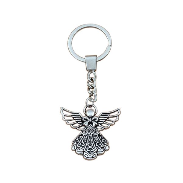 

15pcs/lots alloy keychain angel charms pendants key ring travel protection diy accessories 38.8x42.5mm a-453f, Silver