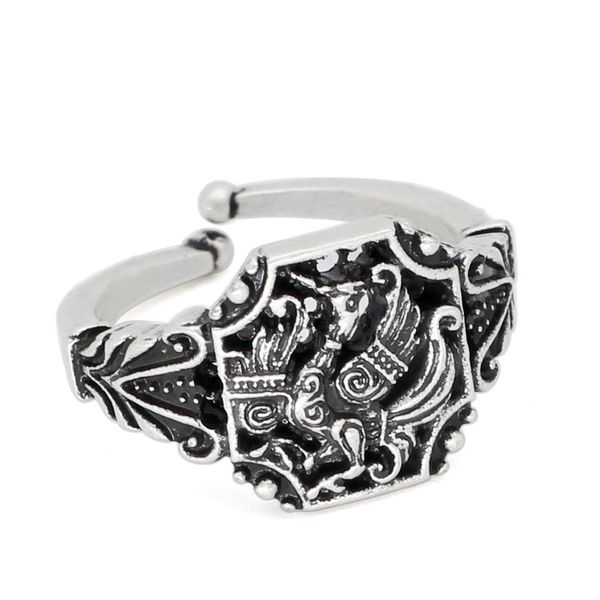 

viking crow ring pirate odin mount open men and women, Silver