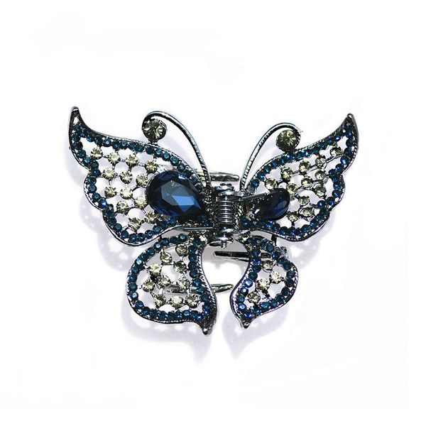 

factory wholesale fashion three-dimensional butterfly crystal flat grip female pan headdress pin gun black claw clip personalized hair hea/r