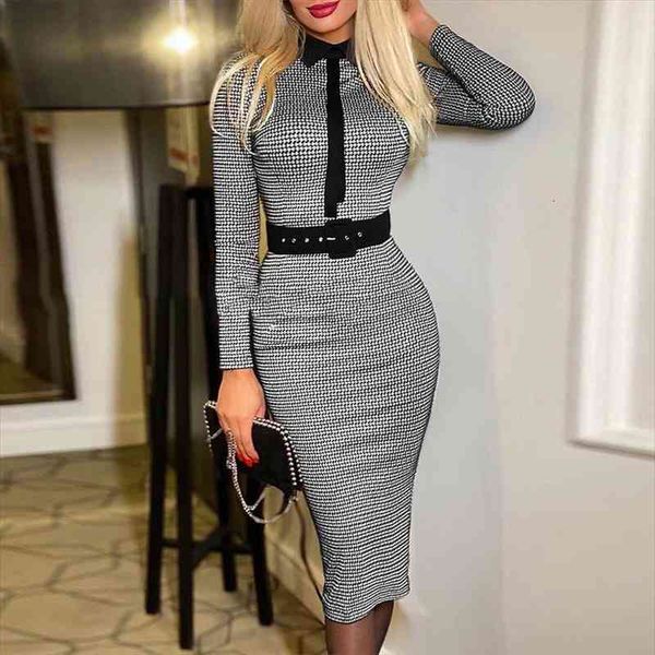 

fashion women bodycon dress autumn long sleeve slim fitness high waist dress elegant a line pencil dresses, Black;gray
