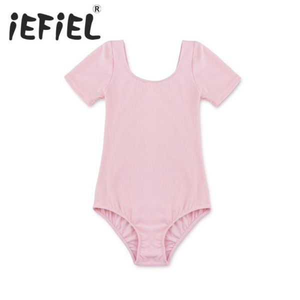 

iefiel children kids girls short sleeves stretchy gym ballet dance leotard tutu dress princess ballerina dancing wear clothes, Black;red