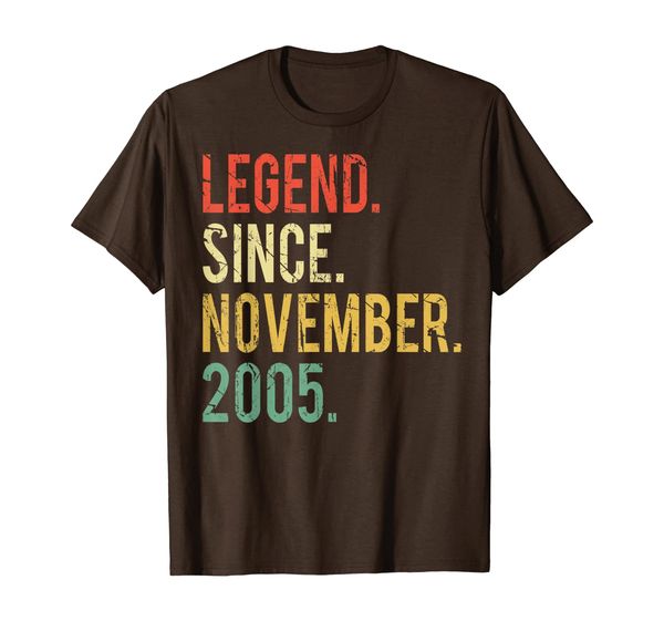 

14 years old gifts shirt- legend since november 2005 t-shirt, White;black