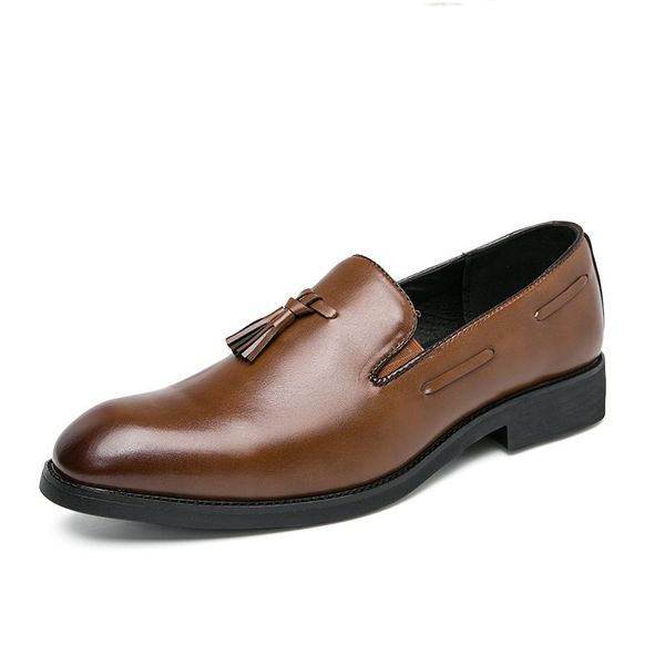 

dress shoes design men black brown fringed formal male faux leather loafers classic business footwear plus size 38-48