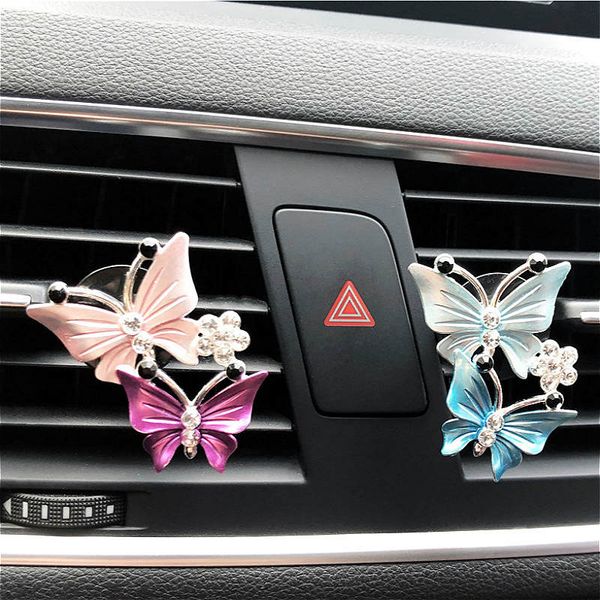 

selling fashion car air outlet perfume diffuser clip enamel butterfly shaped air freshener for car