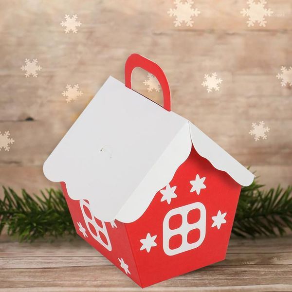 

christmas decorations 5 pcs red house paper gift box bags candy apple packing bag year party decor supplies