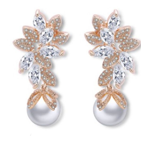 

chaming low price diamond crystal leaves pearl women's earings 14.85nh, Silver