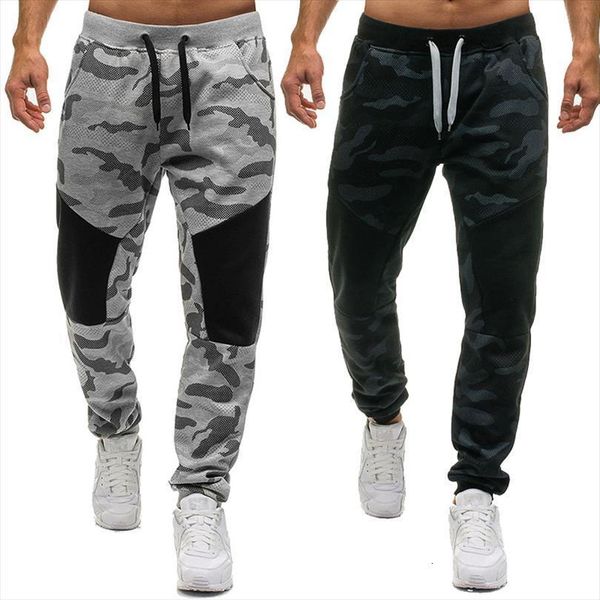 

camouflage tethered feet casual personality women pant stitching fashion sweatpants outdoor cargo trousers, Black