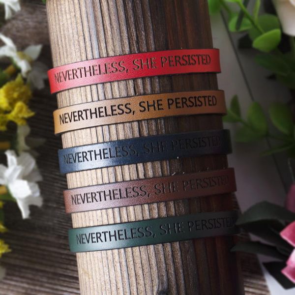 

tennis genuine leather bracelet for women personality jewelry friend sister mom bridesmaid gift nevertheless, she persisted, Golden;silver