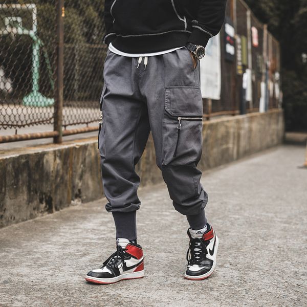 

new hip hop men fashion joggers 2021 mens big pockets elastic waist ankle-length pencil sweatpants male overalls harem pants 5dmf 5gnj, Black