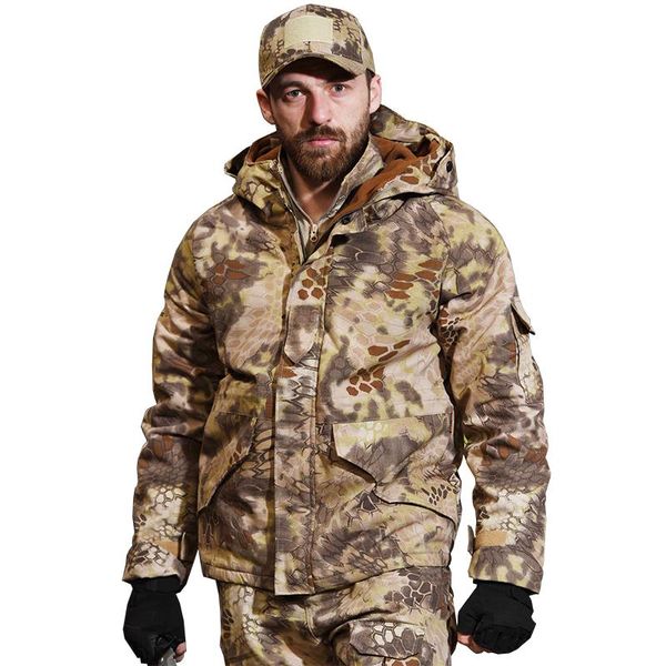 

hunting sets tactical jackets+ pants windproof cargo coat jacket multi-pocket camouflage winter men uniform, Camo