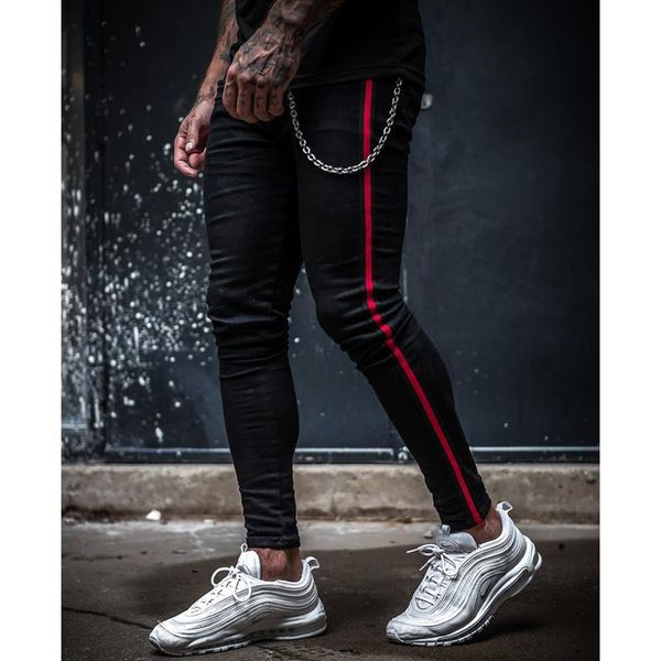 

men's jeans 2021 men skinny male plus size winter denim patchwork trousers boyfriend streetwear leggings distressed biker slim pants, Blue