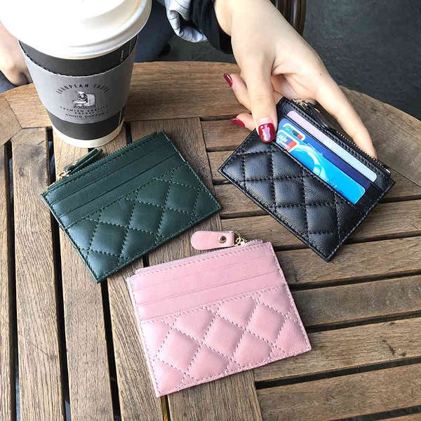 

wallet leather mini card bag women's small, ultra-thin, exquisite, high-grade korean lovely zero integrated personalized release trend, Red;black