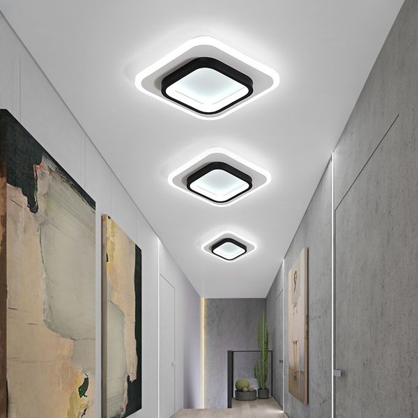 

2021 new nordic aisle led kitchen bedroom dia 30cm black white modern round square ceiling lights fixtures living room 2q5w