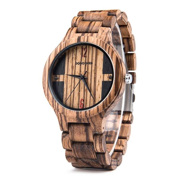 

wristwatches dodo deer handmade original wood custom wooden strap men watch wholesale gift box drop, Slivery;brown