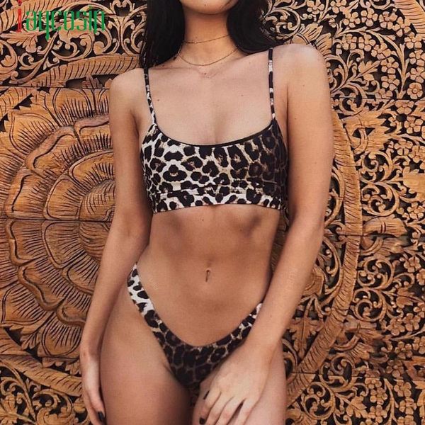 

bras sets jaycosin women leopard print two-piece swimwear push-up padded bra beach set swimsuit 40#, Red;black