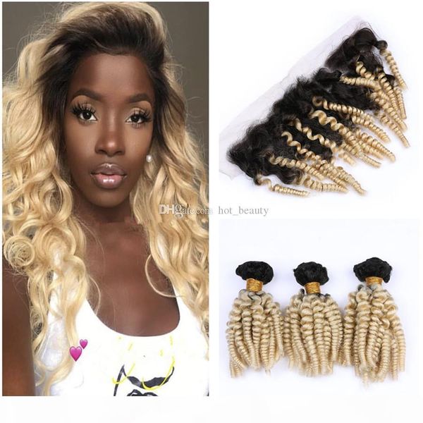 

bouncy human hair weaves with lace frontal dark roots ombre 613 human hair weaves aunty funmi hair weaves with lace frontal closure, Black