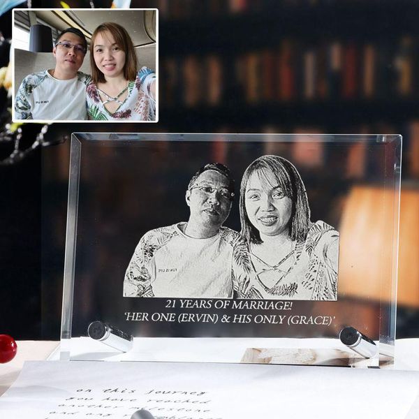 

frames custom crystal glass clear po frame laser engrave personalized room ornaments birthday gift family lovers wedding souvenir