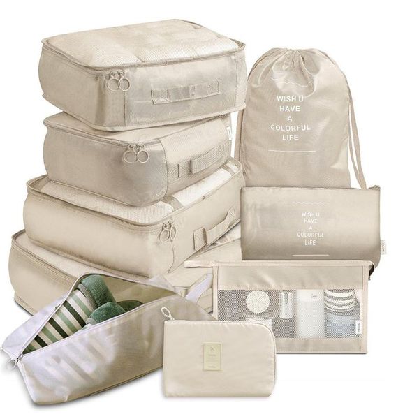 

cosmetic bags & cases packing cubes 9 set travel luggage storage bag organizer made with wearable waterproof fabric for clothes shoes cosmet