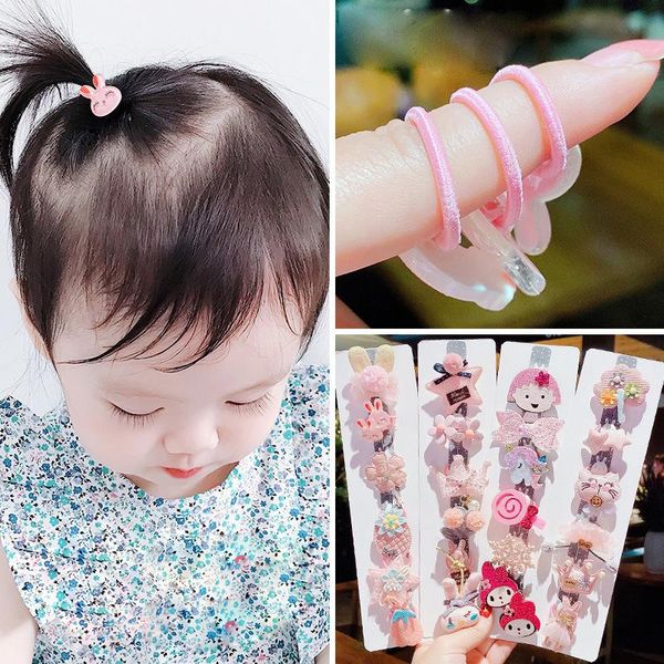 

hair accessories lovely children kids korean tie cute girl's elastic ring cartoon pink accessory accesorios para el cabello headwear, Slivery;white