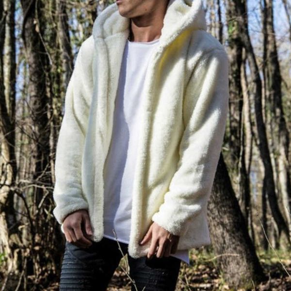 

men winter warm teddy bear pocket fluffy coat fleece fur hooded bomber jackets casual men sweatshirts overcoat drop 210709, Black