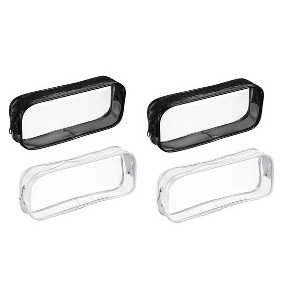 

pencil bags 4 pcs clear pvc case with zipper portable transparent big capacity bag makeup pouch for office stationery