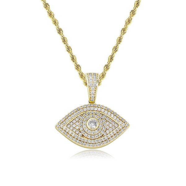 

pendant necklaces zciti selling evil eye necklace iced out micro pave cubic zirconia hip hop rock jewelry for gift men women, Silver