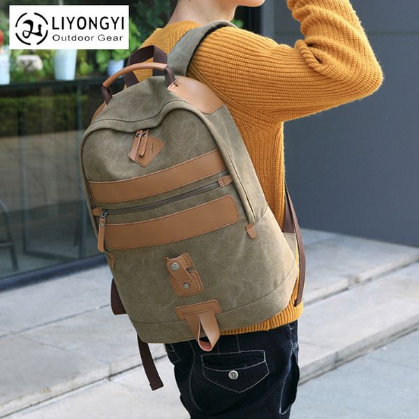 

leisure fashion portable canvas schoolbag student men's and women's backpack