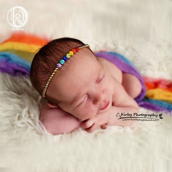 DJ Iridescence Stretchable Xmas Knitted Wraps Newborn Photography Puntelli Arcobaleno Coperte per neonati Coperta per neonato fatta a mano 210309