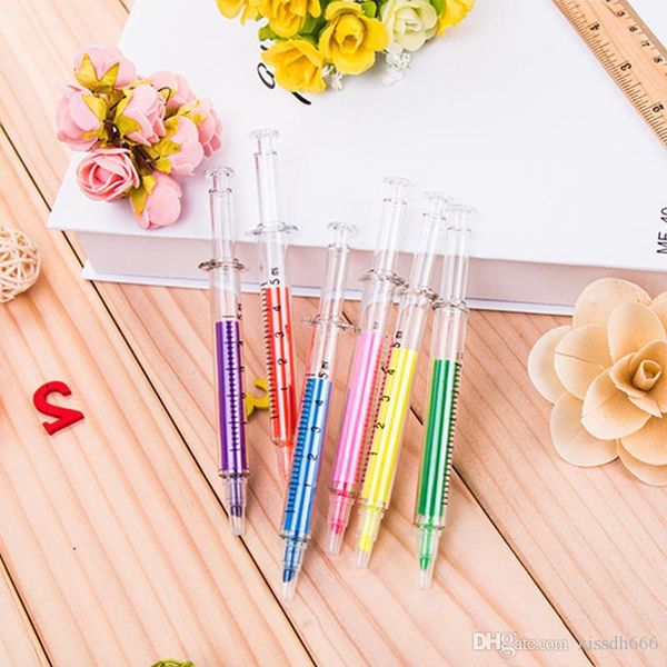 200 Stück 6 Farben Neuheit Krankenschwester Nadel Spritze geformt Textmarker Marker Marker Stift Stifte Schreibwaren Schulbedarf