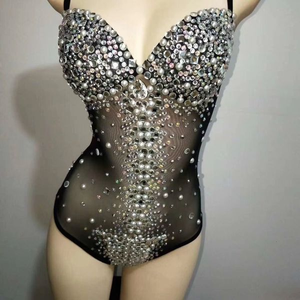 

quality black oco out beading high elasticity bodysuits from club dj party 9afl