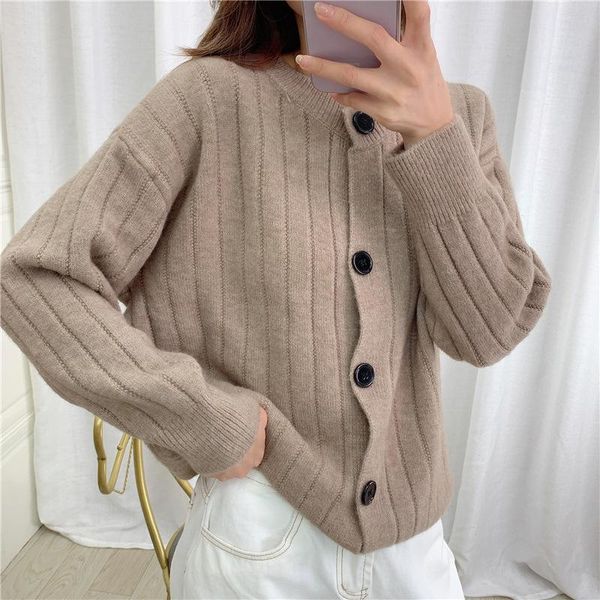 

women's knits & tees autumn soft cardigans 2021 winter sweaters loose outer wear knitted cardigan casual solid color lazy coat sweater, White