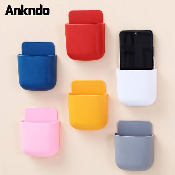 

cell phone mounts & holders ankndo wall-mounted storage box mobile charging holder organizer multifunctional punch-remote control rack