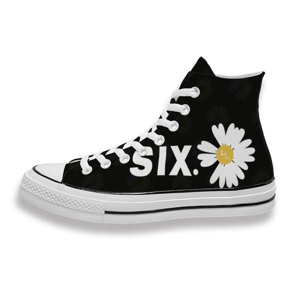

custom printed six white daisy sneakers high mens womens running sho skateboard diy trainers canvas casual shoe