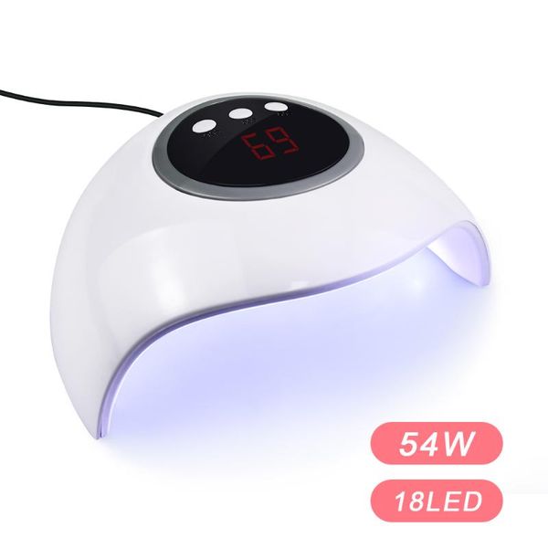 

nail dryers 54w led uv polish dryer lamp for drying curing nails manicure machine with 18pcs beads