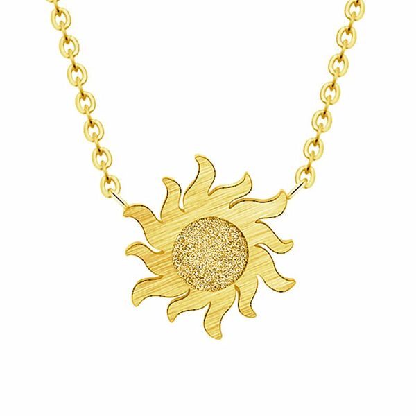 

pendant necklaces golden sun necklace women choker sunflower minimalist jewelry stainless steel chain bff collier femme wedding, Silver