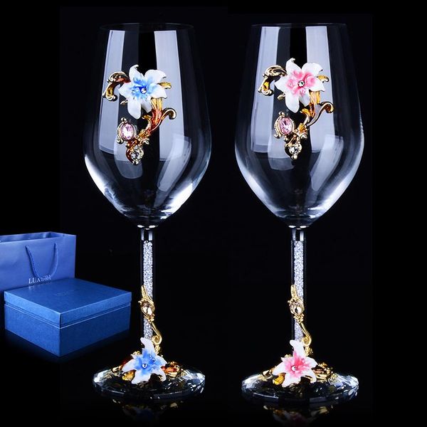 

wine glasses high-grade crystal champagne flutes creative enamel red glass large goblet cup wedding gift set party family drinkware