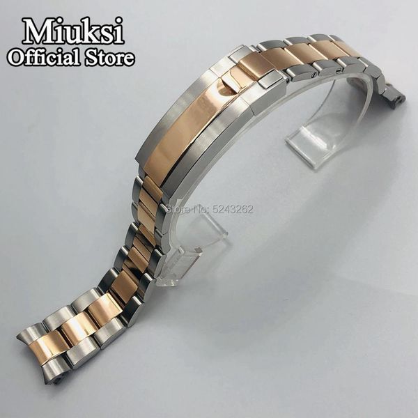 20 mm Roségold 316L massives Edelstahl-Uhrenarmband mit Faltschließe, passend für 40 mm Uhrengehäuse