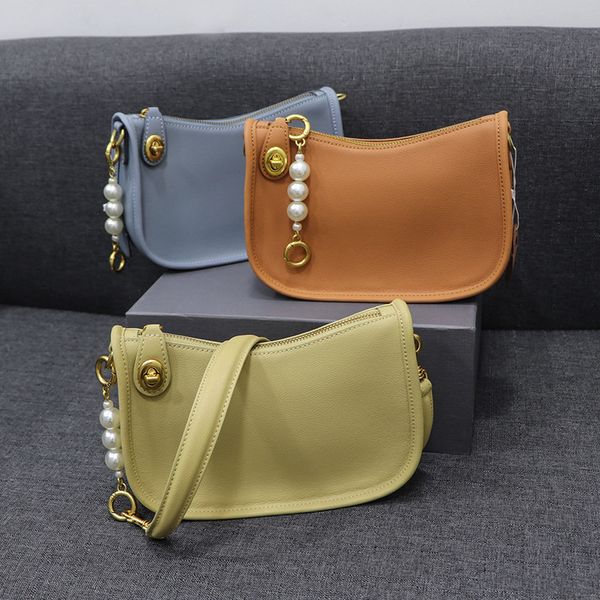 

net red leather bag for women 2021 fashionable pearl mahjong