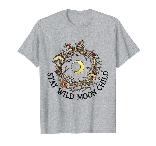 

stay wild moon child and mushroom shirt, White;black