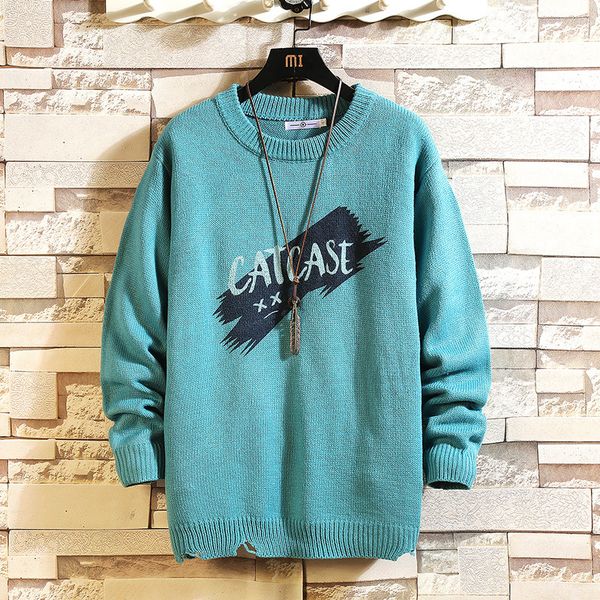 

2021 New Sweaters Men's Black Blue Red Long Sleeves Autumn Winter Pullover Knitted O-neck Plus Oversize 5xl K8AF, White;black