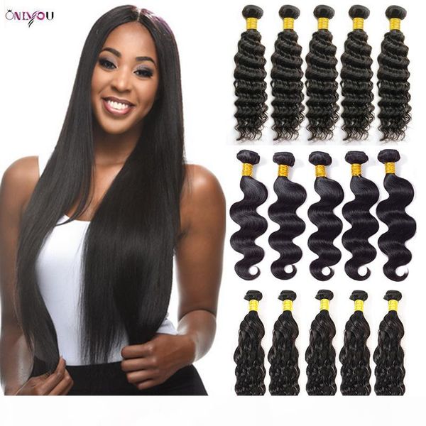 

9a grade brazilian human hair 4 5 6 bundles bulk order unprocessed straight virgin hair bundles kinky curly body deep water wave extensions, Black
