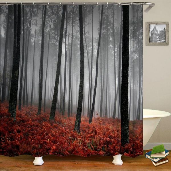 

shower curtains 3d print forest birch trees bathroom curtain bath waterproof polyester cloth with hook home 180*180