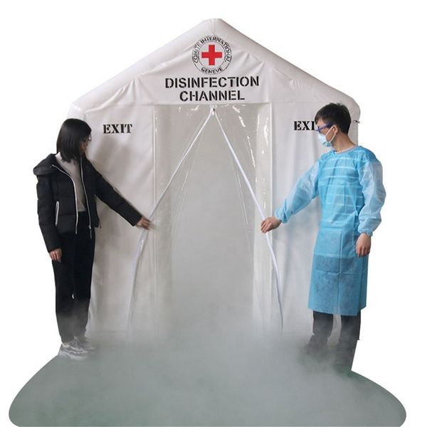 2x2x2.5m Attrezzature portatili Gonfiabile Tunnel di disinfezione ermetico Cancello a spruzzo per tenda igienizzante per emergenza medica