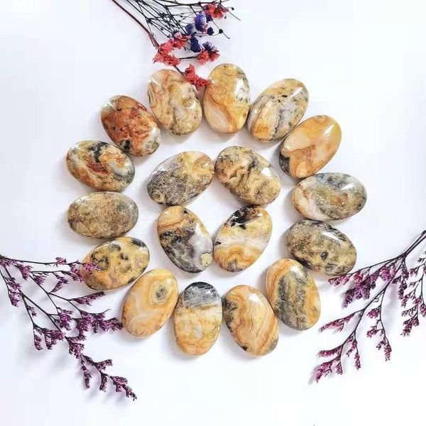 

decorative objects & figurines natural beautiful polished gemstone crazy agate palmstone for gift decoration palm stone xzh
