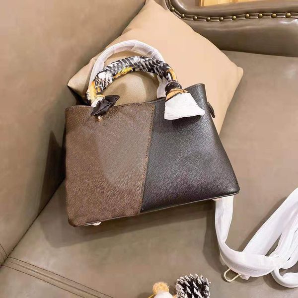 

designer design quality style old flower fashion assorted color matching with silk scarf can handle womens handbag shoulder b