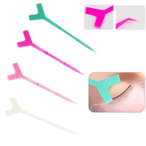 

false eyelashes 10pcs 2 way plastic eyelash perming stick tool lashes extension glue spoon y shape comb brush lash lifting curler applicator