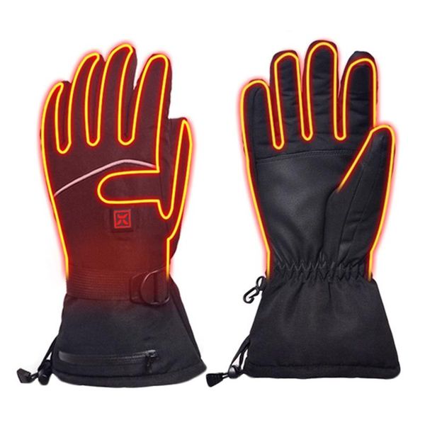 

cycling gloves 5pcs/set 1pair heated with 3 temp sets 2pcs battery1pc usb cable motorbike skiing riding electric warm heating relaxing, Black