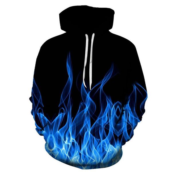 

men's hoodies & sweatshirts flame pattern 3d printing hoodeds sweatshirt creative holiday fashion hoodie autumn and winter hooded pullo, Black